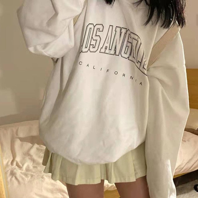 Crewneck Oversize Woman Sweatshirt Letter Printed Pullove Streetwear Women Hoodies Autumn Long Sleeve Loose Casual Hoodies voguable