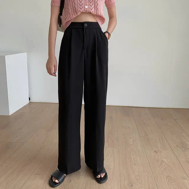spring and summer wide-legged trousers female elastic waist design anti-wrinkle women pants 25009# voguable